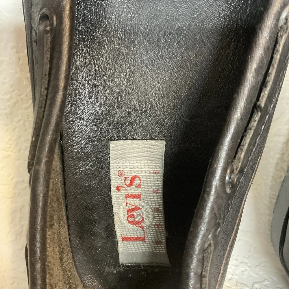 Vintage LEVI'S Men's Black Leather Tassel Loafers Slip On Driving Mocc 10.5 M‎